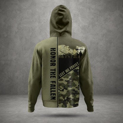 Australian Defence Force Commemorative Hoodie, Custom Name Lest We Forget Design