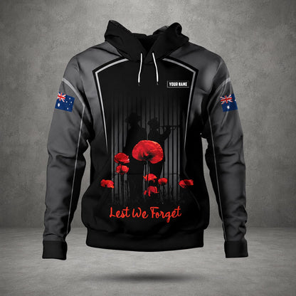 Custom Name ADF Remembrance Hoodie, Australian Defence Force Lest We Forget Anzac Day