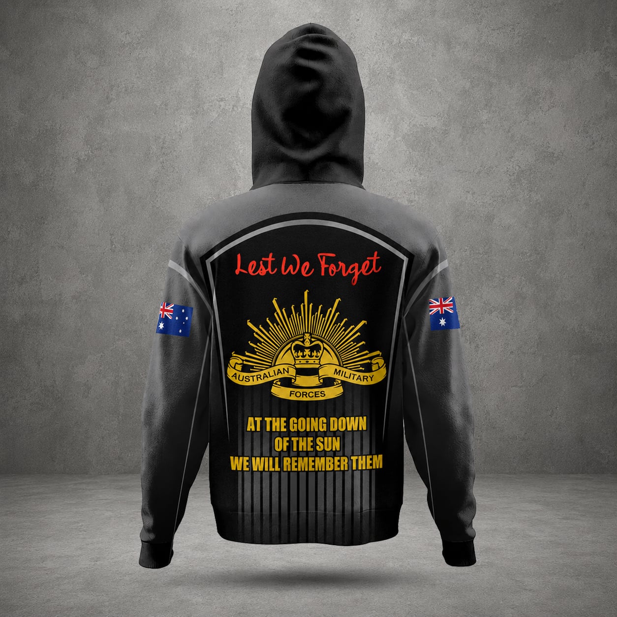 Custom Name ADF Remembrance Hoodie, Australian Defence Force Lest We Forget Anzac Day