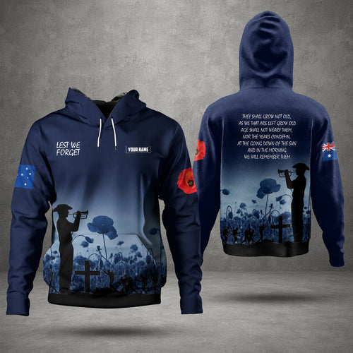 Custom Name Australian Defence Force Lest We Forget Anzac Day Hoodie, Remembrance Gift