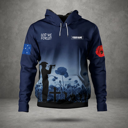 Custom Name Australian Defence Force Lest We Forget Anzac Day Hoodie, Remembrance Gift