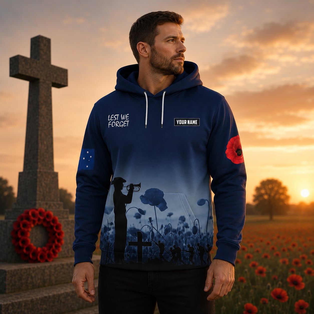 Custom Name Australian Defence Force Lest We Forget Anzac Day Hoodie, Remembrance Gift