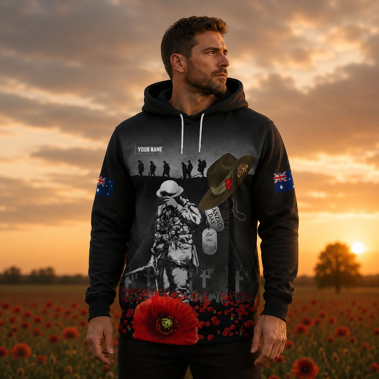Personalized Australian Defence Force Hoodie, Lest We Forget Remembrance Day Anzac Gift