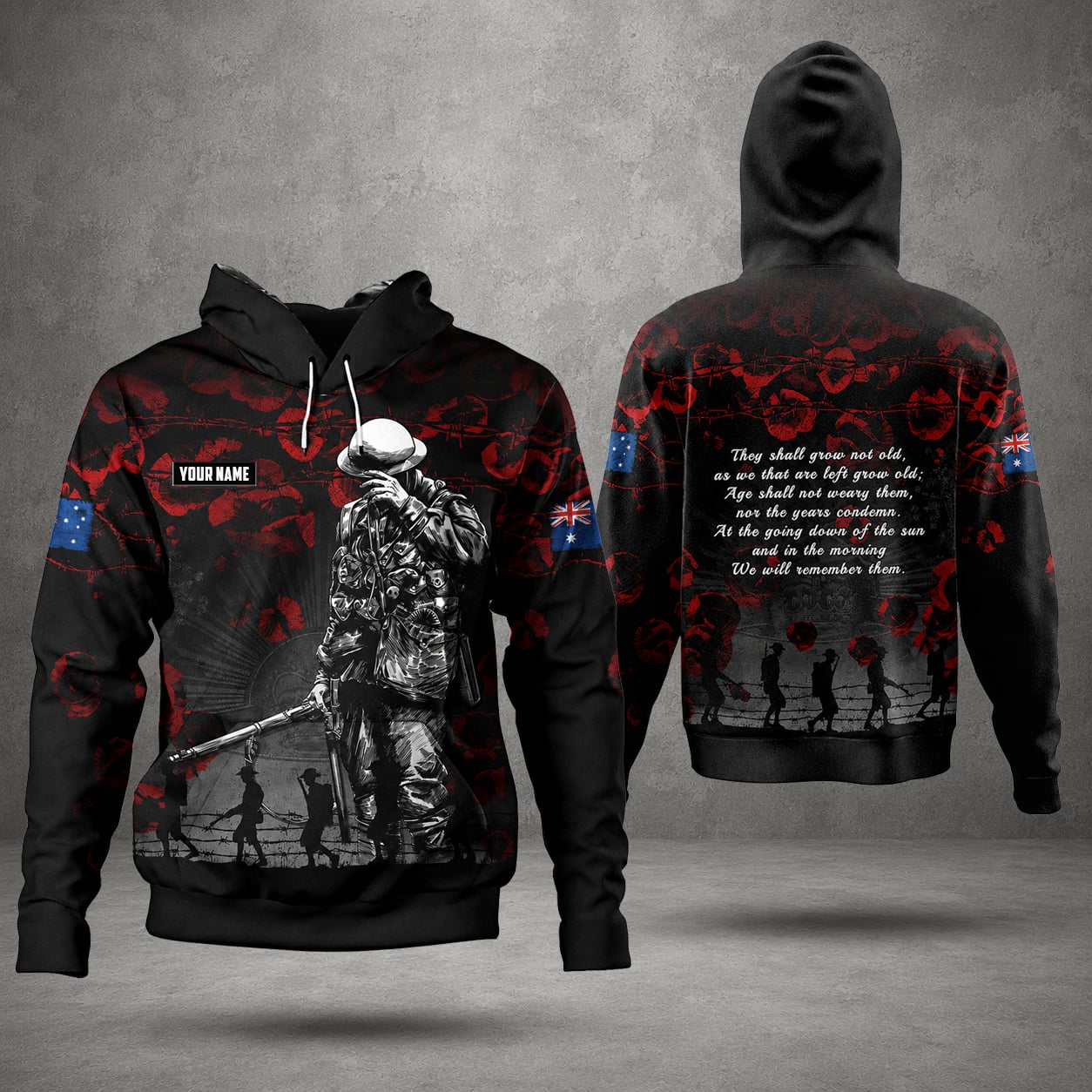 Personalized Australian Defence Force Remembrance Hoodie, Lest We Forget Anzac Day Gift
