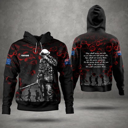 Personalized Australian Defence Force Remembrance Hoodie, Lest We Forget Anzac Day Gift