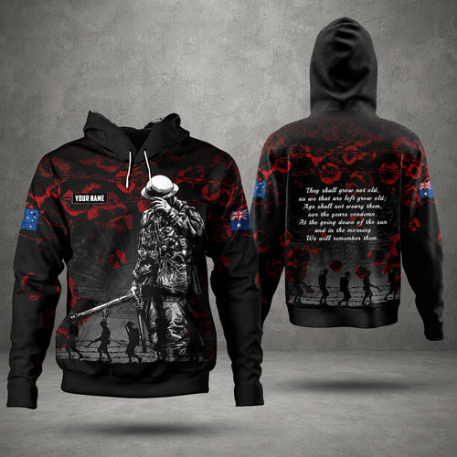 Personalized Australian Defence Force Remembrance Hoodie, Lest We Forget Anzac Day Gift
