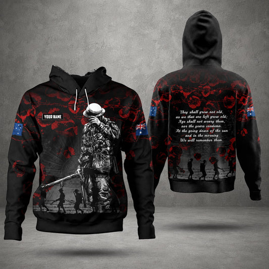 Personalized Australian Defence Force Remembrance Hoodie, Lest We Forget Anzac Day Gift