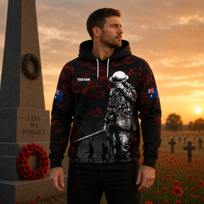 Personalized Australian Defence Force Remembrance Hoodie, Lest We Forget Anzac Day Gift