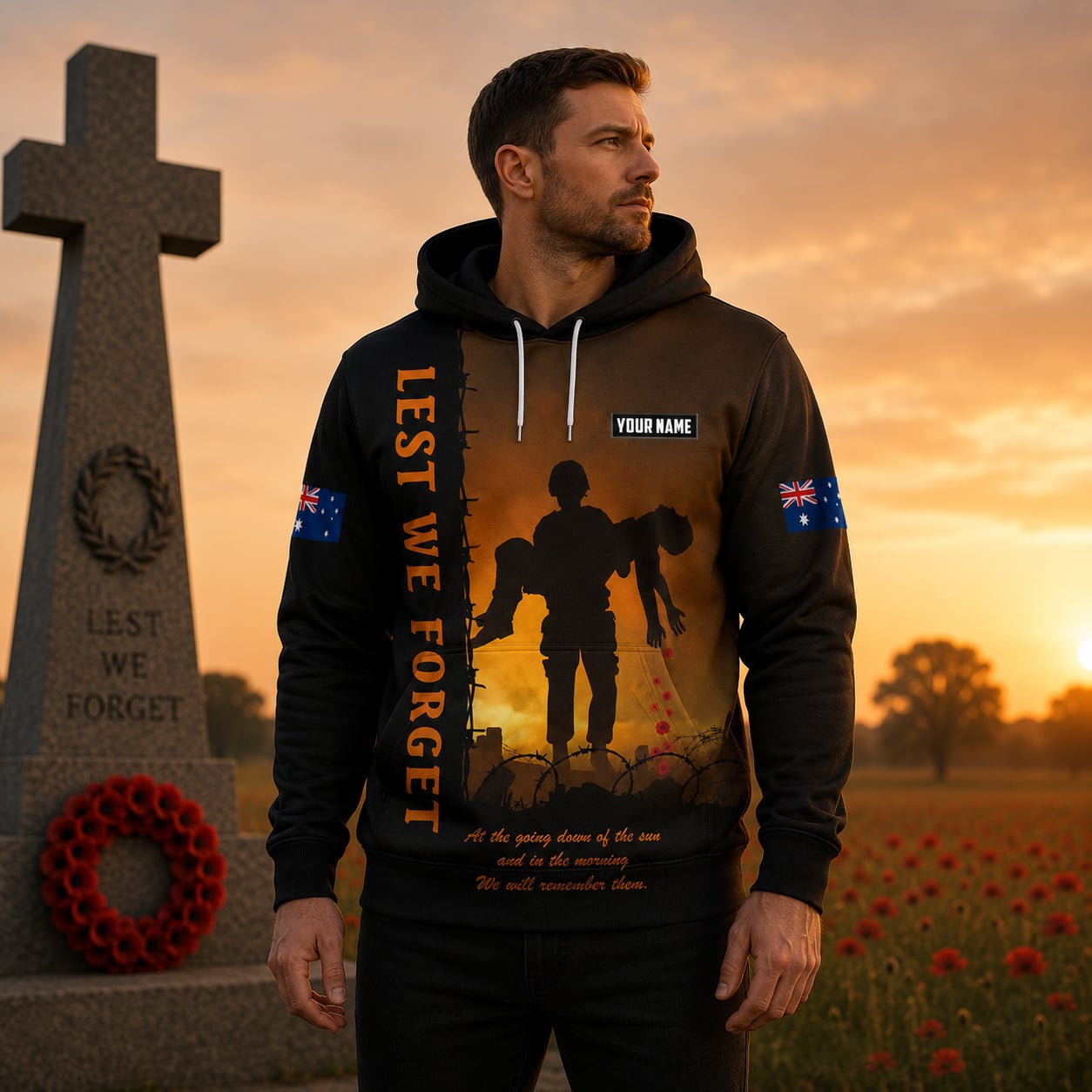 Custom Australian Defence Force Hoodie, Lest We Forget Remembrance Day Anzac Gift