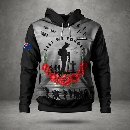 Australian Defence Force Lest We Forget Hoodie, Personalized Anzac Day Memorial Gift