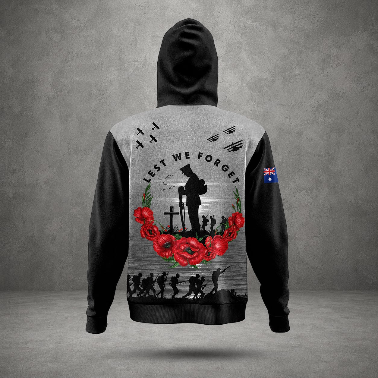 Australian Defence Force Lest We Forget Hoodie, Personalized Anzac Day Memorial Gift