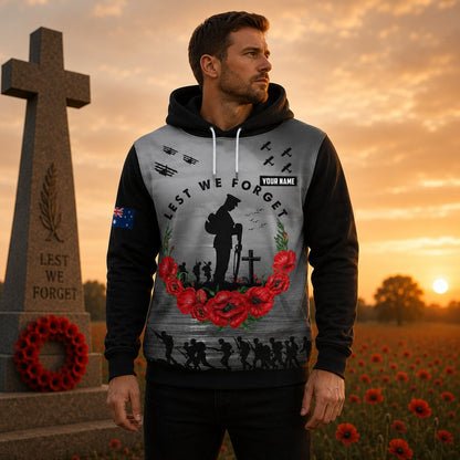 Australian Defence Force Lest We Forget Hoodie, Personalized Anzac Day Memorial Gift