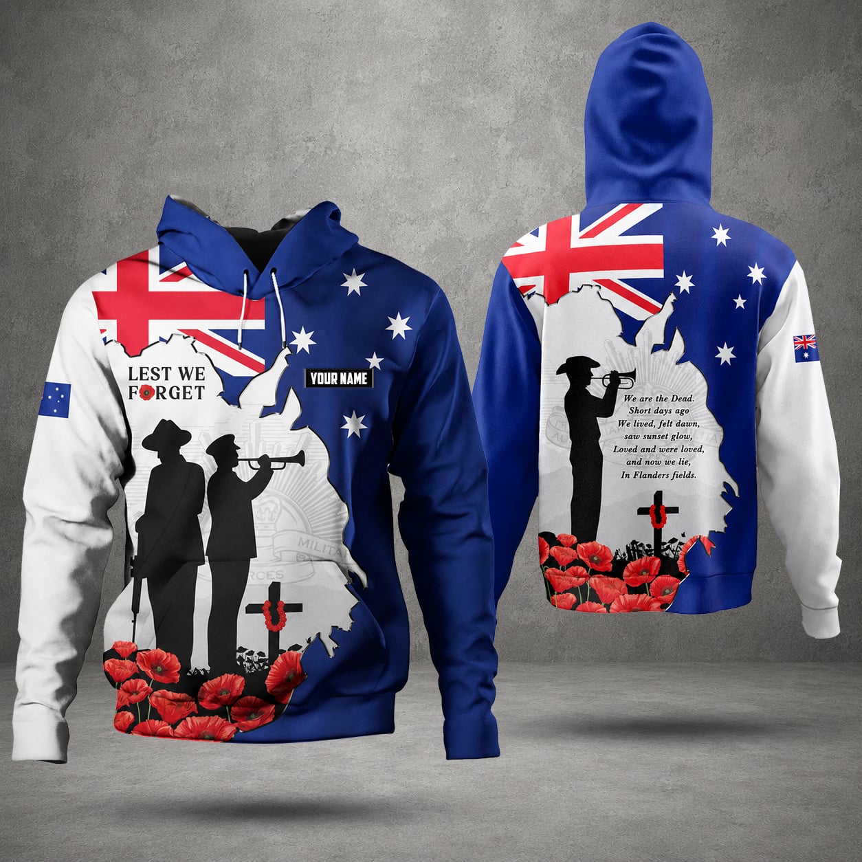 Personalized Australian Defence Force Hoodie, Lest We Forget Remembrance Day Military Gift