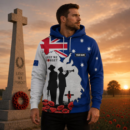 Personalized Australian Defence Force Hoodie, Lest We Forget Remembrance Day Military Gift