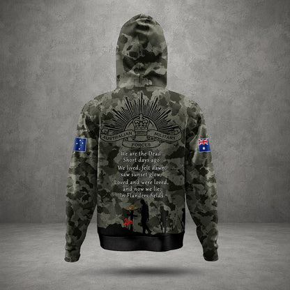 Australian Defence Force Anzac Day Hoodie, Custom Name Lest We Forget Memorial Hoodie