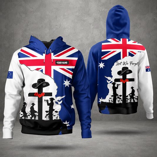 Custom Name Australian Defence Force Lest We Forget Anzac Day Hoodie