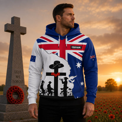 Custom Name Australian Defence Force Lest We Forget Anzac Day Hoodie