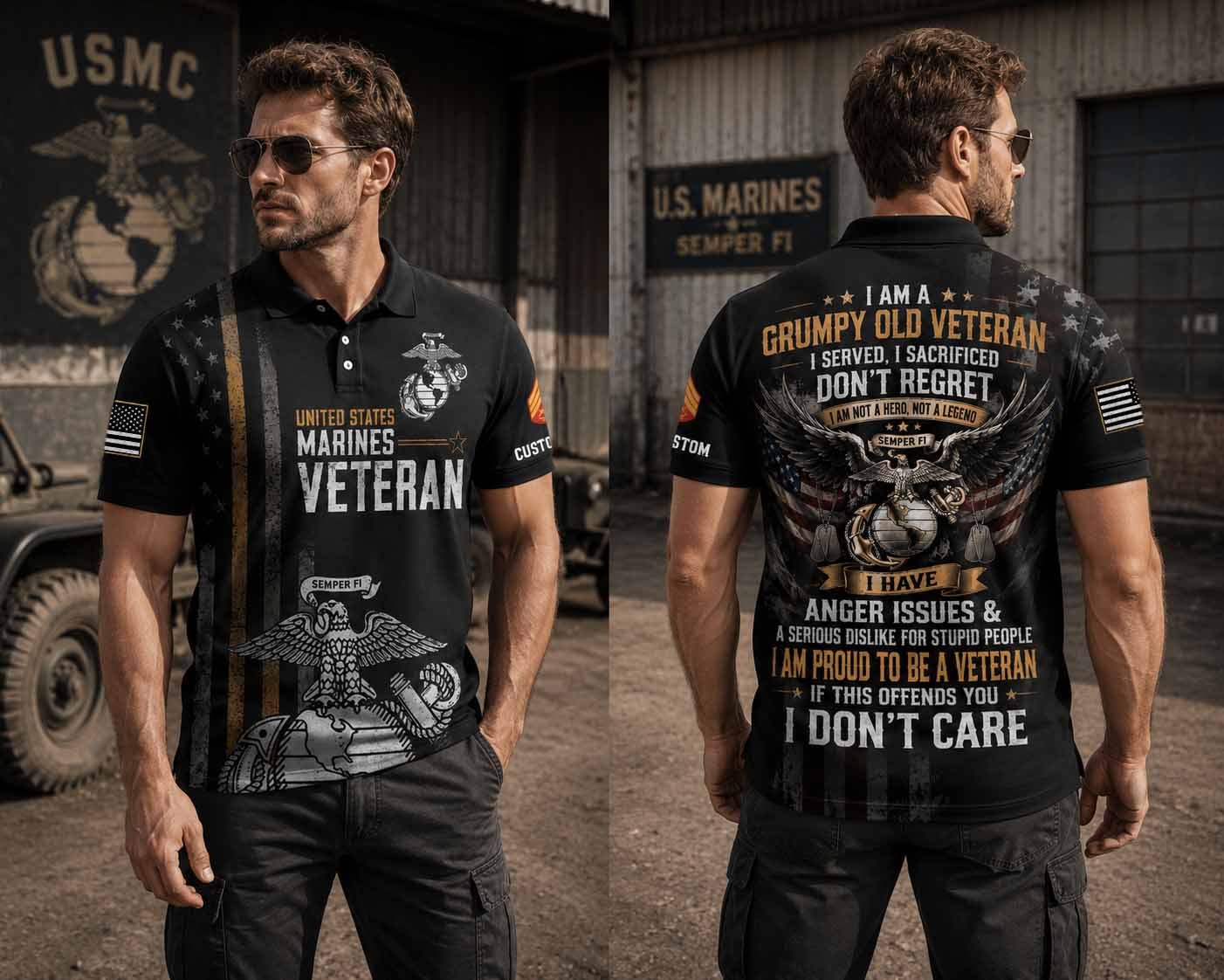 I Am A Grumpy Old Veteran Polo Shirt, I Served I Sacrificed Don't Regret Shirt