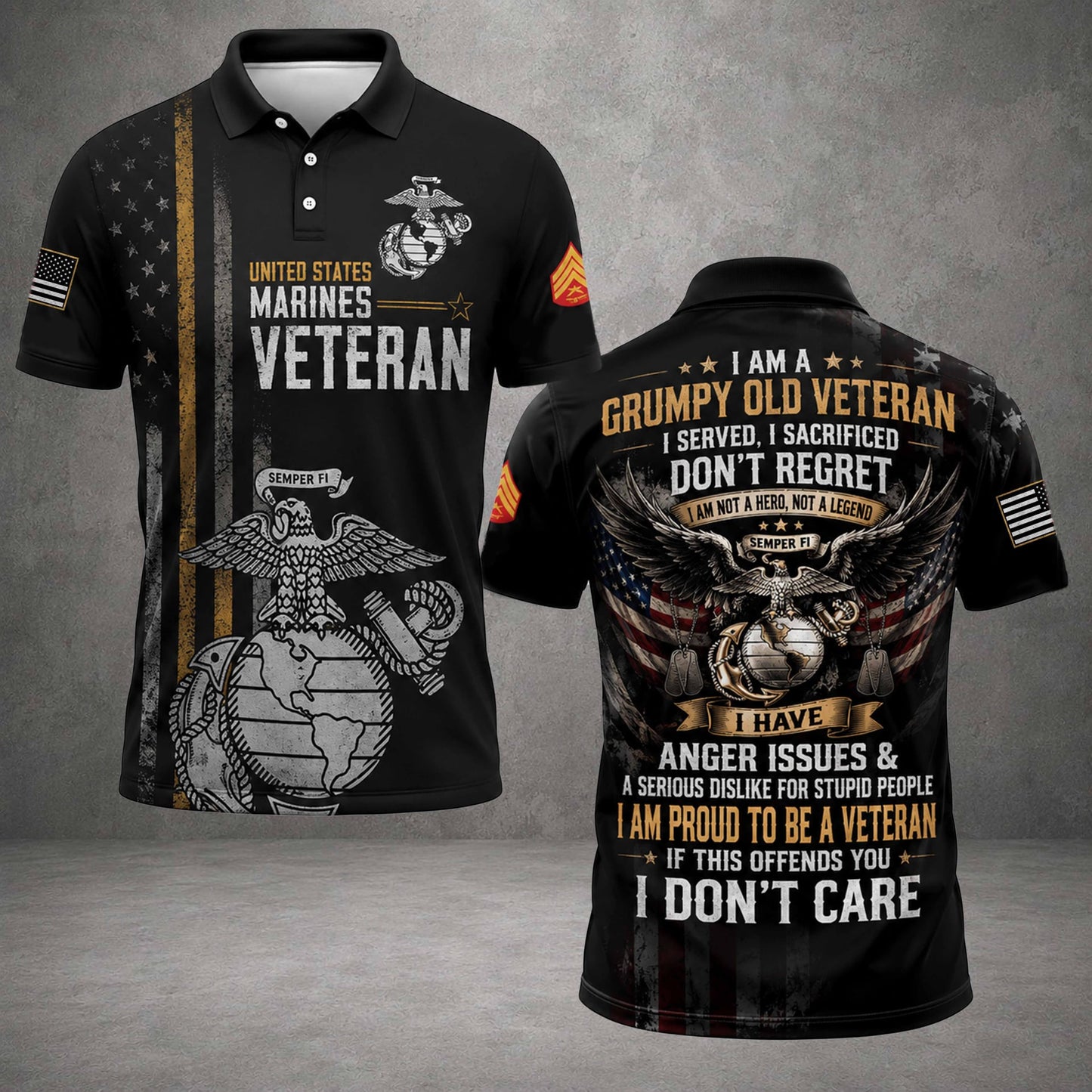 I Am A Grumpy Old Veteran Polo Shirt, I Served I Sacrificed Don't Regret Shirt