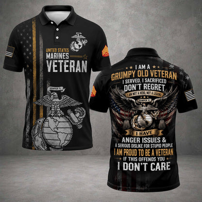 I Am A Grumpy Old Veteran Polo Shirt, I Served I Sacrificed Don't Regret Shirt