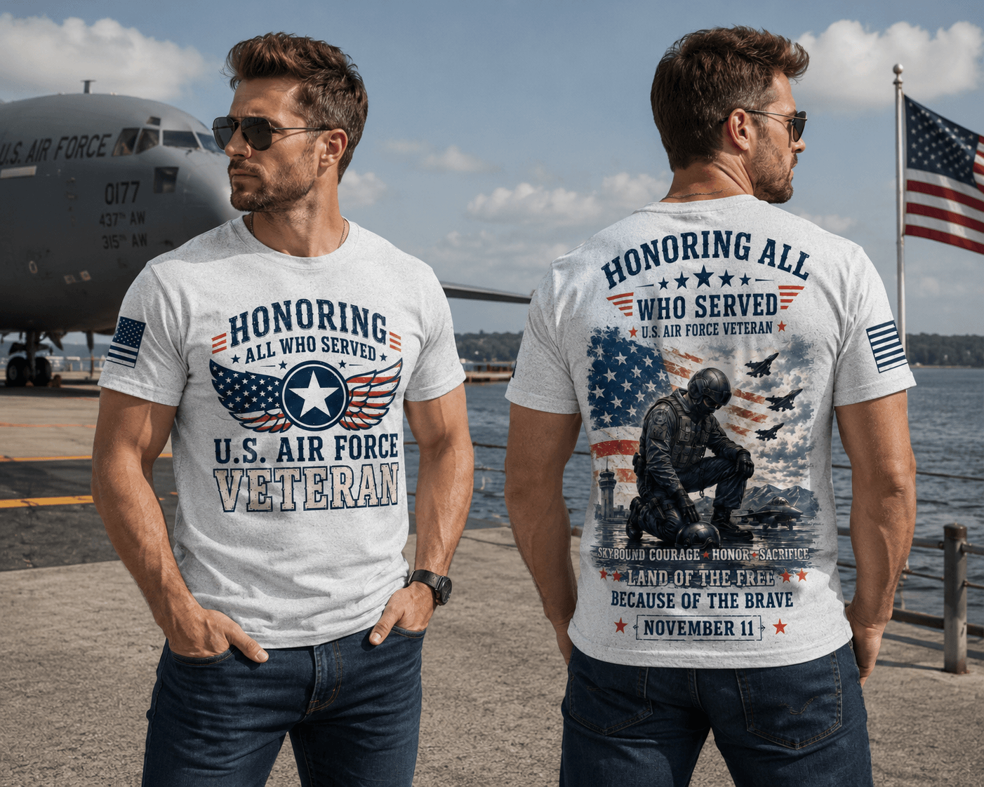 Honoring All Who Seved US Air Force Veteran 3D Shirt