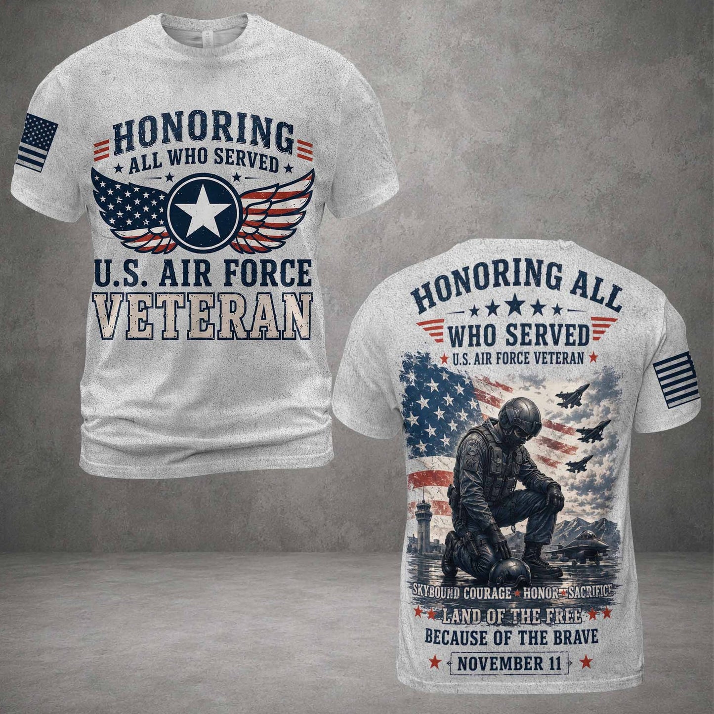 Honoring All Who Seved US Air Force Veteran 3D Shirt