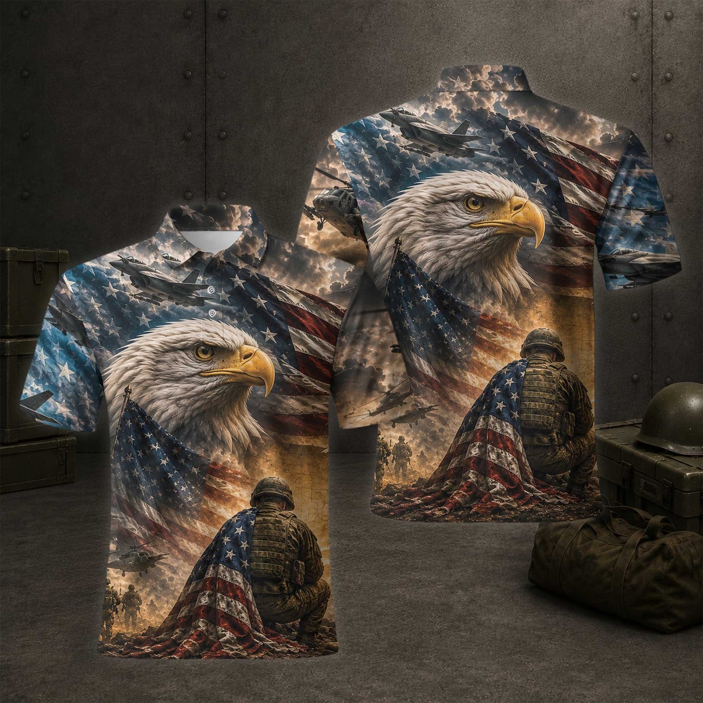 All Gave Some Some Gave All Polo Shirt, US Air Force American Bald Eagle Shirt