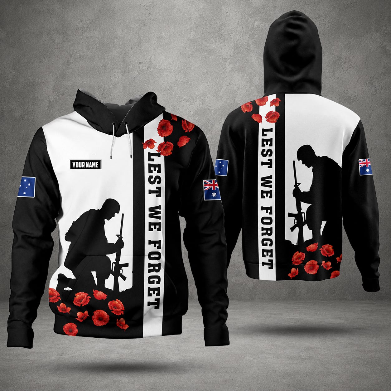 Personalized Australian Defence Force Military Hoodie, Anzac Day Memorial Gift