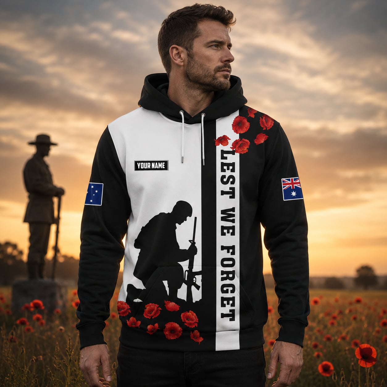 Personalized Australian Defence Force Military Hoodie, Anzac Day Memorial Gift