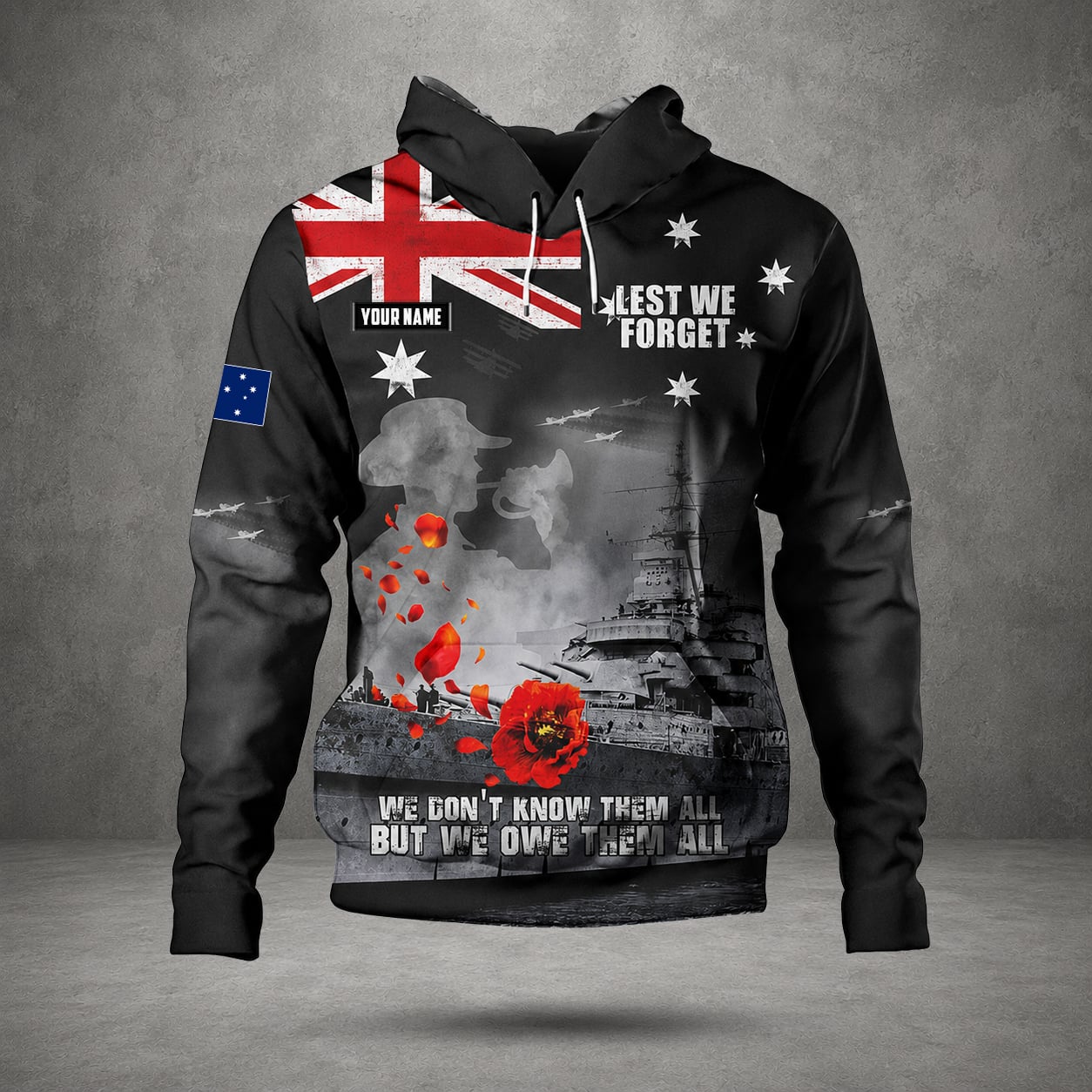 Personalized Australian Defence Force Military Hoodie, Anzac Day Gift