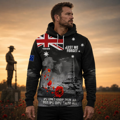 Personalized Australian Defence Force Military Hoodie, Anzac Day Gift