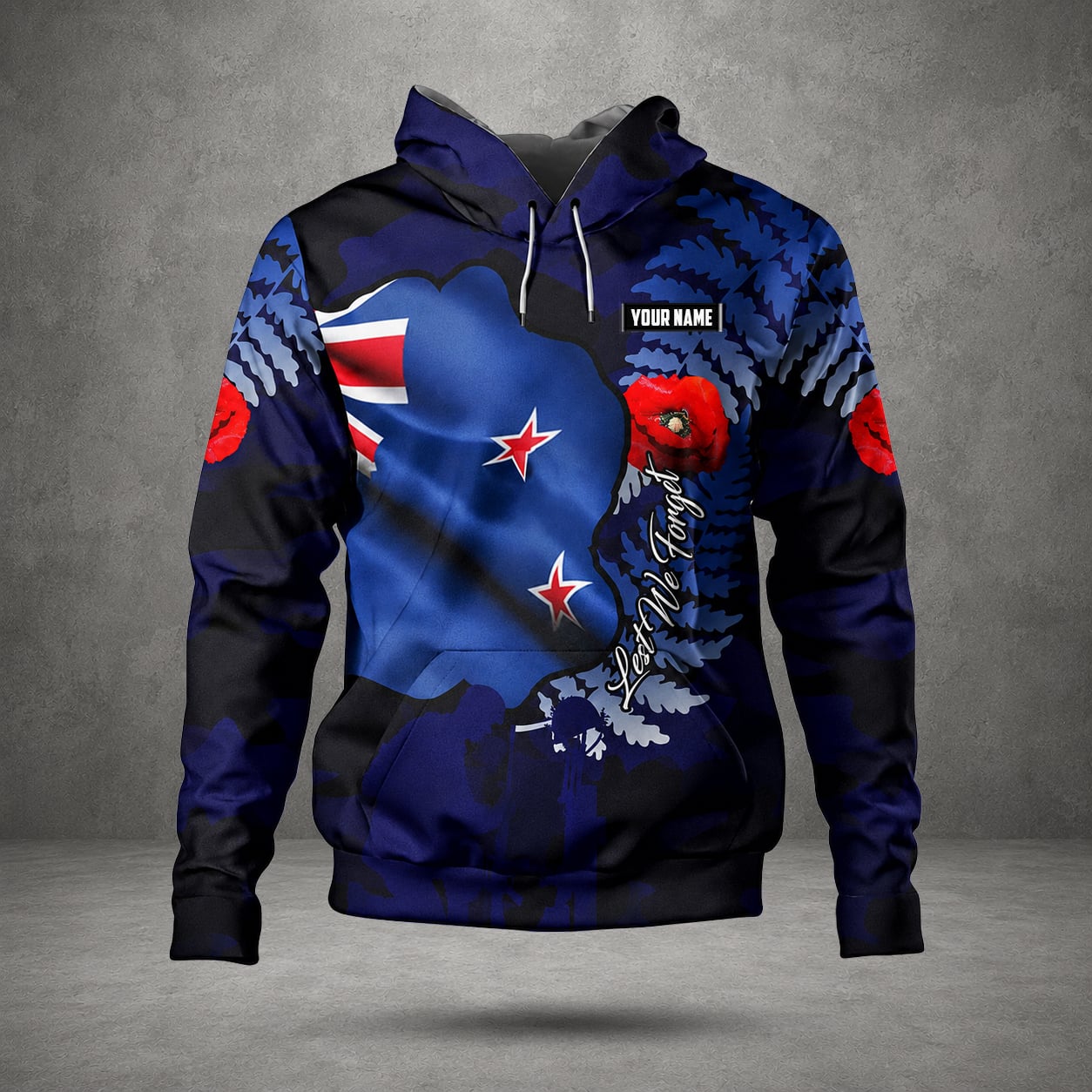 Custom Name New Zealand Defence Force Hoodie, Lest We Forget Anzac Day Hoodie
