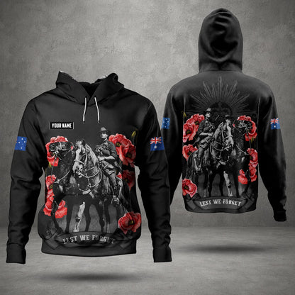 Custom Australian Military Hoodie, Anzac Day Veteran Memorial Hoodie