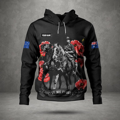 Custom Australian Military Hoodie, Anzac Day Veteran Memorial Hoodie