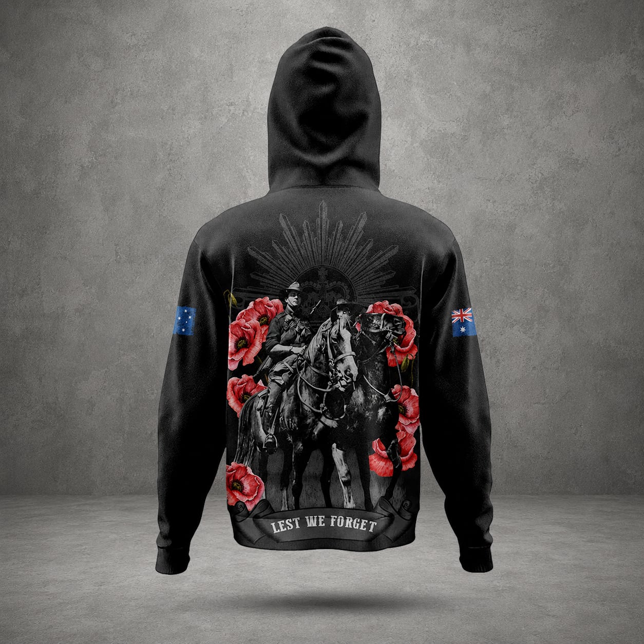 Custom Australian Military Hoodie, Anzac Day Veteran Memorial Hoodie