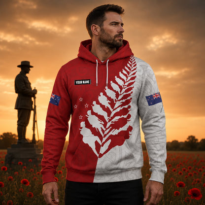 Australian & New Zealand Military Hoodie, Custom Name Remembrance Day Hoodie