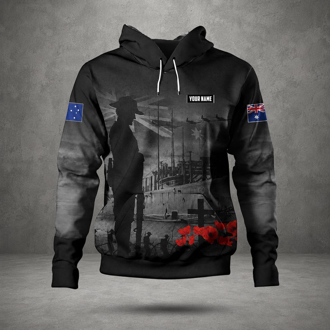 Australian Defence Force Hoodie, Custom Name Anzac Day Military Hoodie