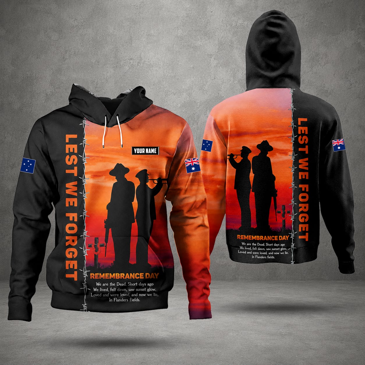 Personalized Australian Defence Force Hoodie, Anzac Day Memorial Hoodie