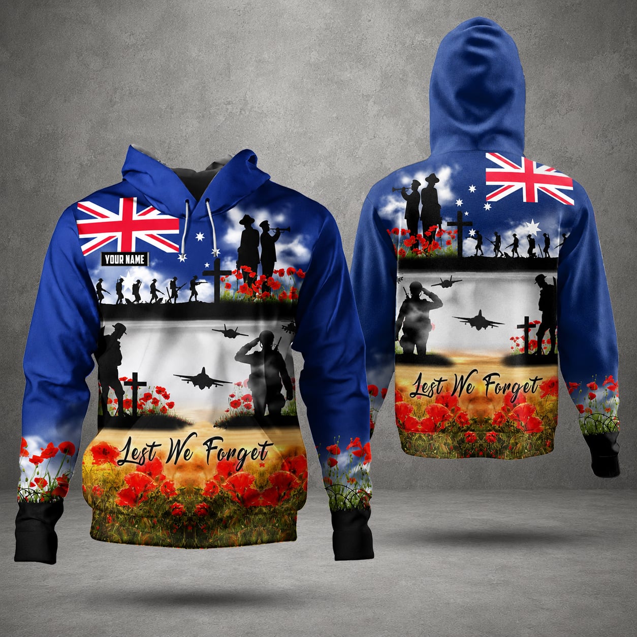 Custom Name Australian Defence Force Hoodie, Lest We Forget Anzac Day Hoodie