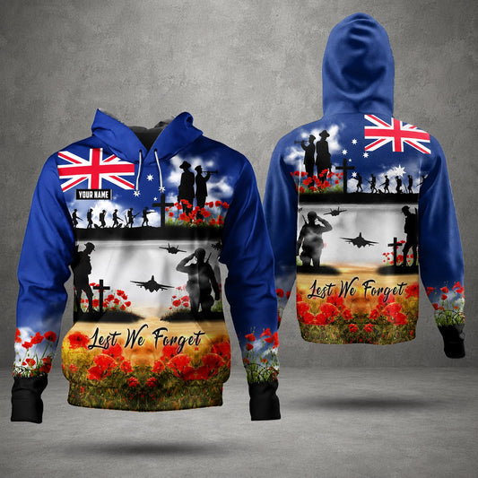 Custom Name Australian Defence Force Hoodie, Lest We Forget Anzac Day Hoodie