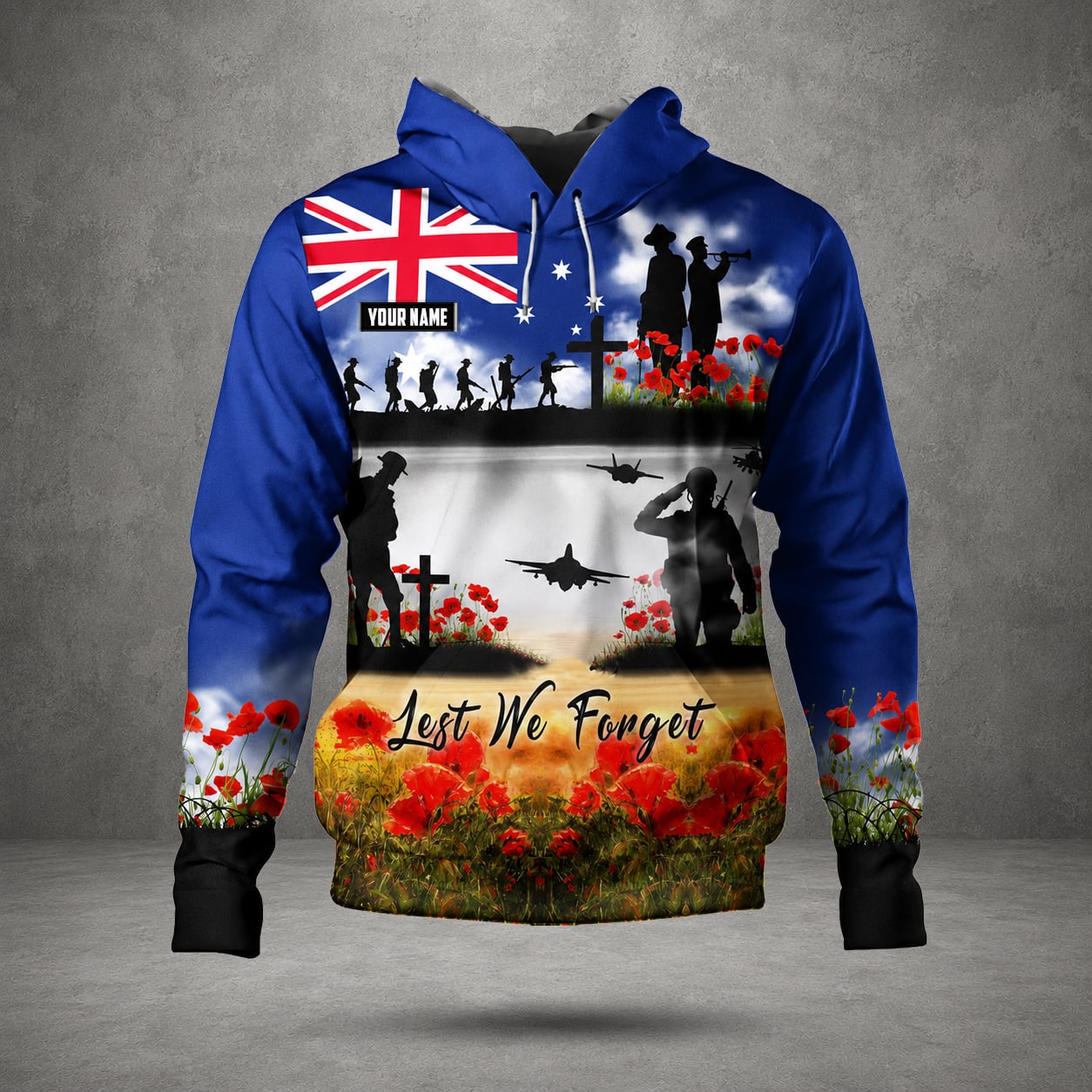 Custom Name Australian Defence Force Hoodie, Lest We Forget Anzac Day Hoodie