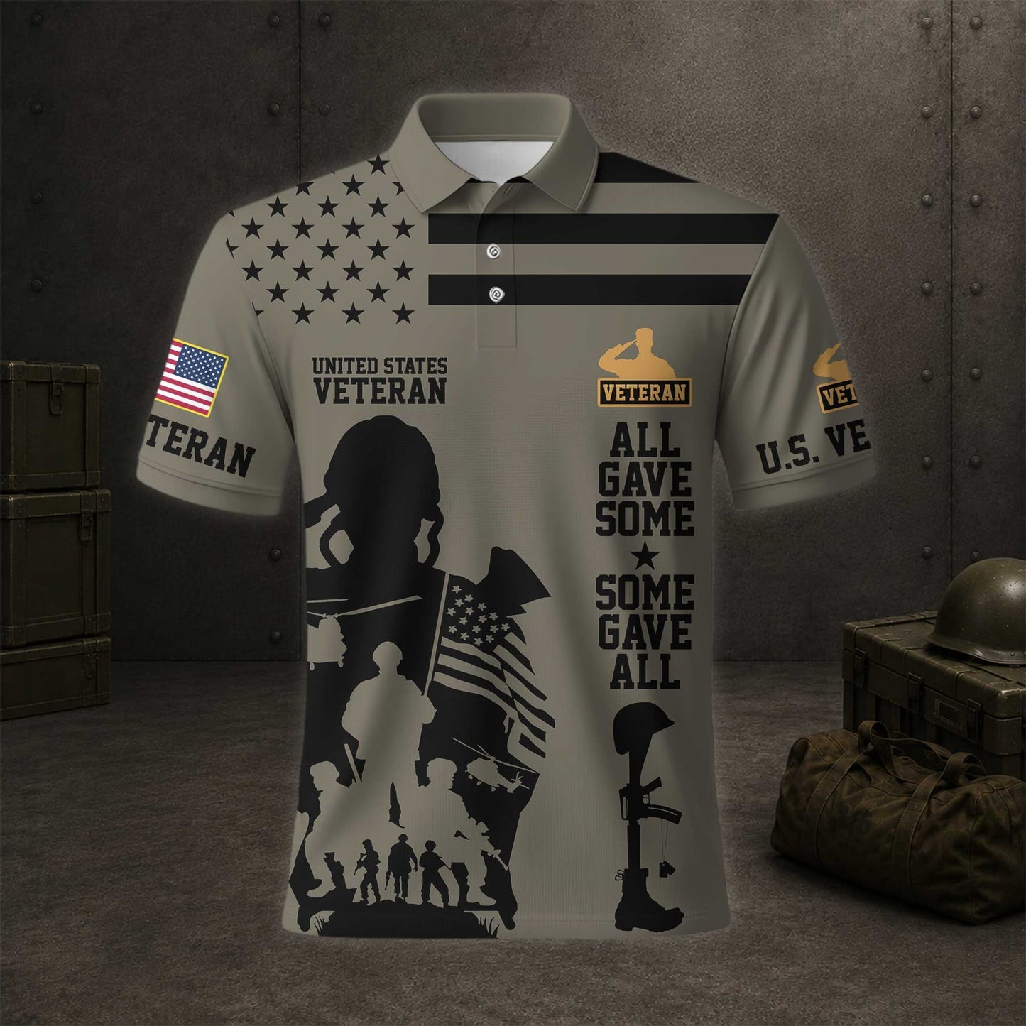 Proudly Served Veteran Polo Shirt, US Military Patriotic Polo For Men