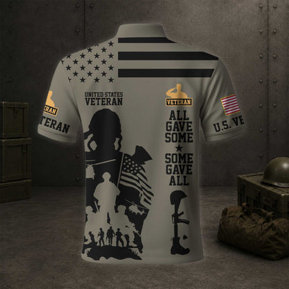 Proudly Served Veteran Polo Shirt, US Military Patriotic Polo For Men