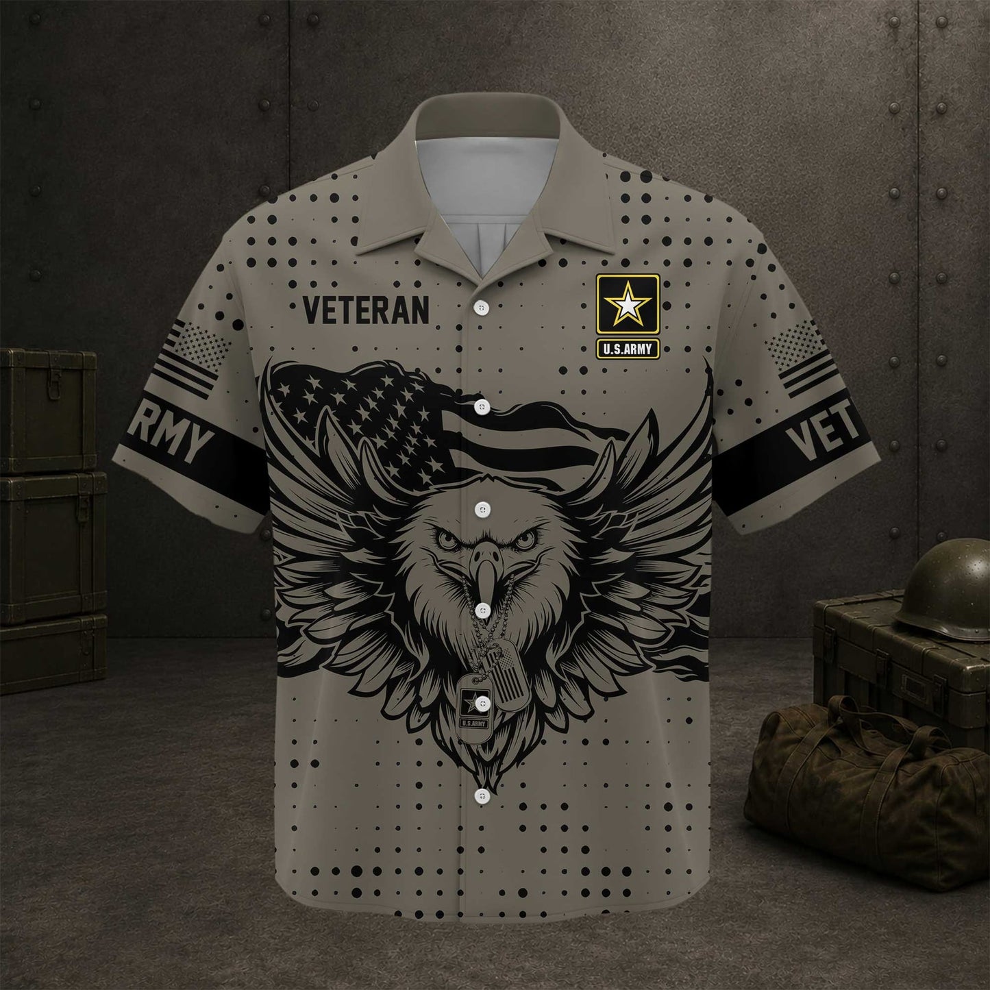 US Air Force Bald Eagle Camo Hawaiian Shirt For Men