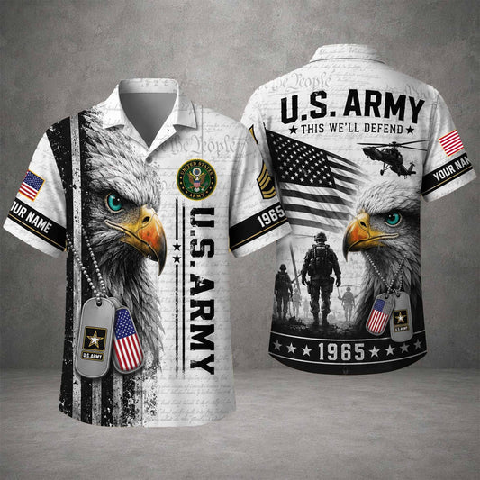 US Army Veteran Eagle Flag Hawaiian Shirt, USA Statue Of Liberty Shirt