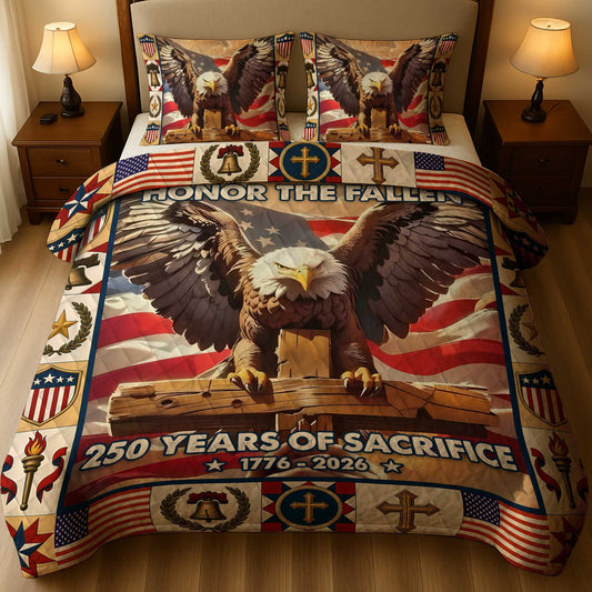Personalized Patriotic Eagle Quilt Set, America 250 Lightweight Bedding Set