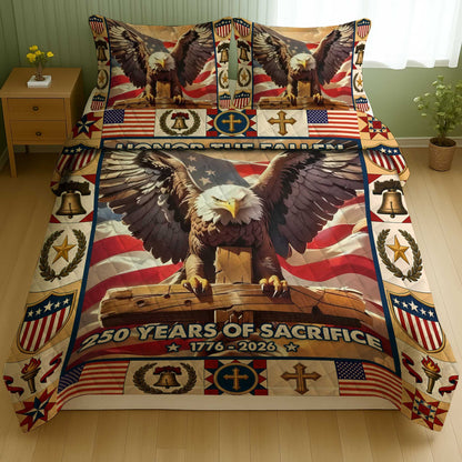 Personalized Patriotic Eagle Quilt Set, America 250 Lightweight Bedding Set
