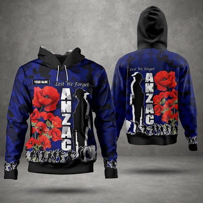 Custom Name Australian Defence Force Remembrance Day Hoodie, Lest We Forget Anzac Day Hoodie