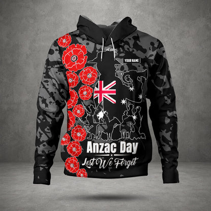Custom Name Australian Defence Force Lest We Forget Hoodie