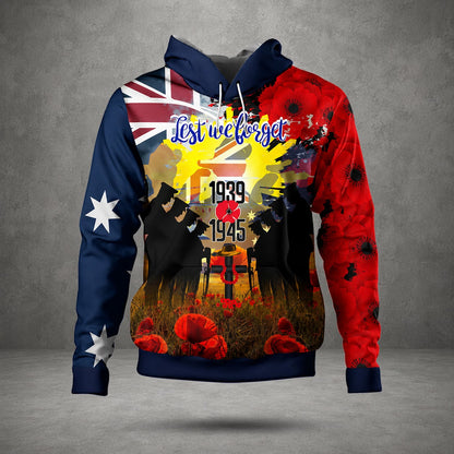 Australian Defence Force Lest We Forget Remembrance Day Anzac Day Hoodie